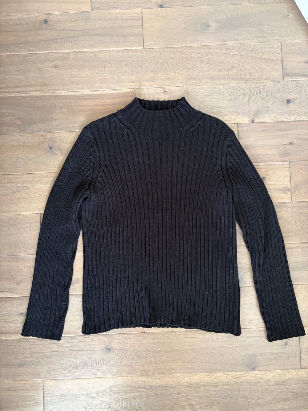 Lauren Ralph Lauren black ribbed knit mock neck sweater 100%cotton, Small